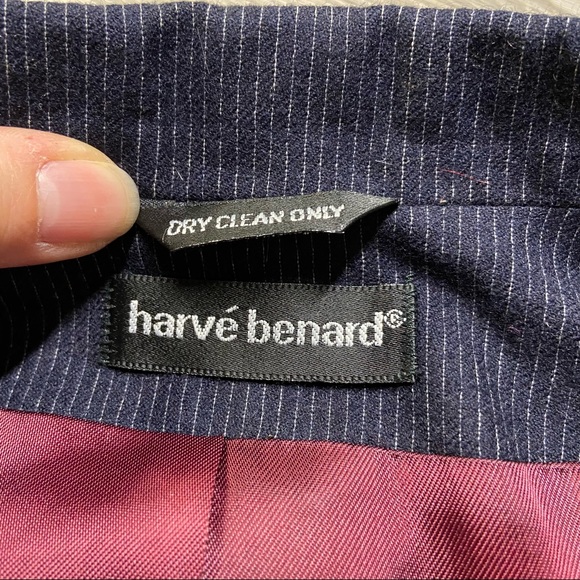 Harve Benard 100% Wool Navy Pinstripe Fully Lined Blazer Size 10 - Picture 5 of 7